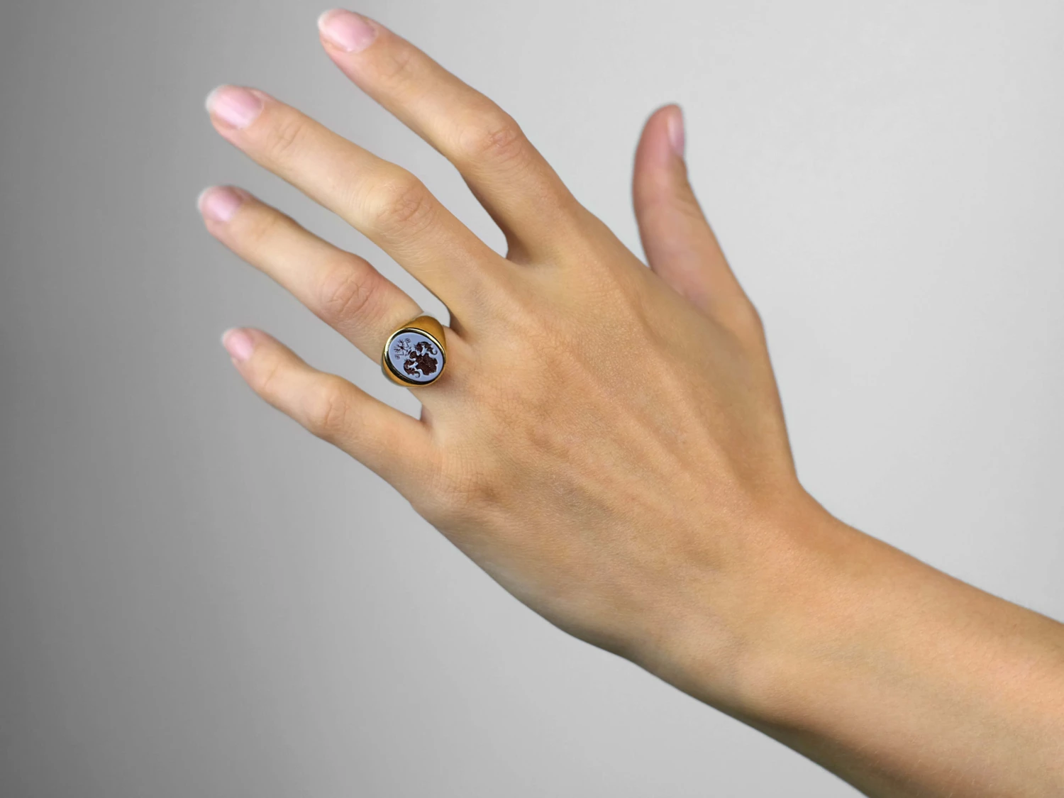 14ct Gold & Carnelian Crested Intaglio Signet Ring 4 14ct Gold & Carnelian Crested Intaglio Signet Ring - Image 2