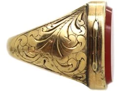 Victorian 18ct Gold Signet Ring Set With Carnelian With Secret Hinged Locket -Antique Jewellery Company 4bafcf76 dsc02222 scaled 1