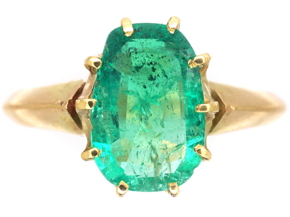 Edwardian 18ct Gold & Emerald Ring 3 Edwardian 18ct Gold & Emerald Ring