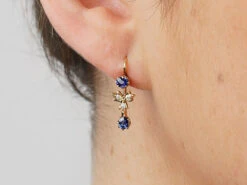 18ct Gold Edwardian Sapphire ​& Diamond Drop Earrings -Antique Jewellery Company 4be0f1e8 nsf04623