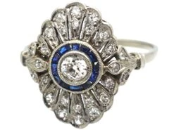 Art Deco Platinum, Sapphire & Diamond Target & Feather Style Ring 15 Art Deco Platinum, Sapphire & Diamond Target & Feather Style Ring -Antique Jewellery Company 4cd4c87b dsc02478 scaled 1