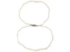 Two Row Graduated Pearl Necklace With Diamond Clasp -Antique Jewellery Company 4d4