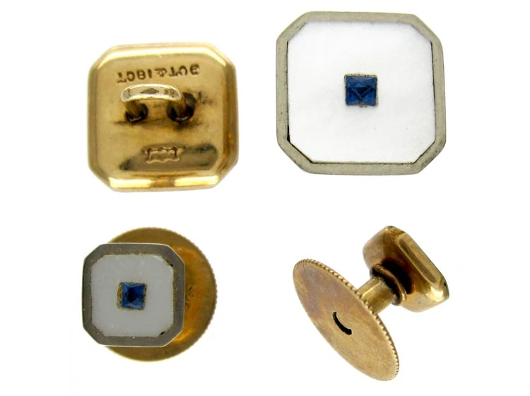 Art Deco Cufflinks & Studs Set In Original Case 4 Art Deco Cufflinks & Studs Set In Original Case - Image 2