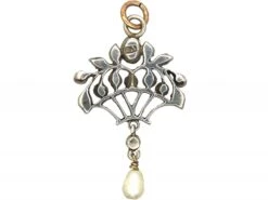 Edwardian Silver & Paste Giardinetti Pendant With Pearl Drop -Antique Jewellery Company 4e2c9e75 dsc00814 scaled 1