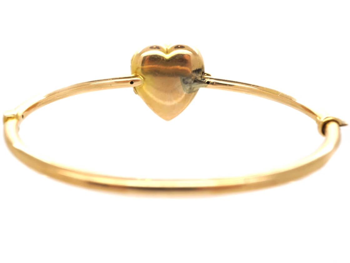 Edwardian 15ct Gold Heart Shape Locket On Bangle 6 Edwardian 15ct Gold Heart Shape Locket On Bangle - Image 4