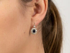 Austrian Art Deco 14ct White Gold Sapphire & Diamond Earrings -Antique Jewellery Company 51 2