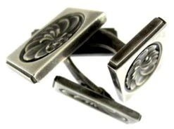 Mid Century Silver Rectangular Cufflinks With Floral Swirls, Designed By Henry Pilstrup For Georg Jensen -Antique Jewellery Company 51e