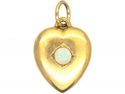 Edwardian 15ct Gold Heart Pendant Set With An Opal