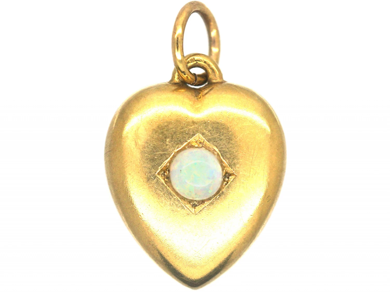 Edwardian 15ct Gold Heart Pendant Set With An Opal 3 Edwardian 15ct Gold Heart Pendant Set With An Opal