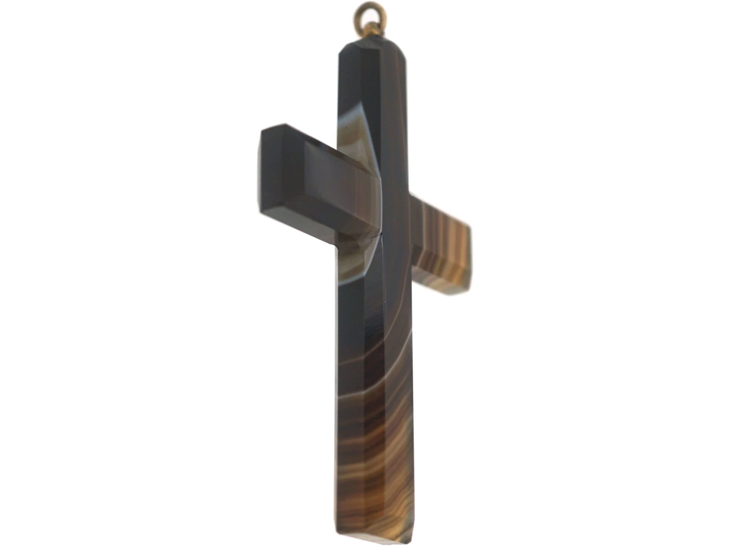 Large Victorian Scottish Carved Banded Agate Stone Cross Pendant 4 Large Victorian Scottish Carved Banded Agate Stone Cross Pendant - Image 2