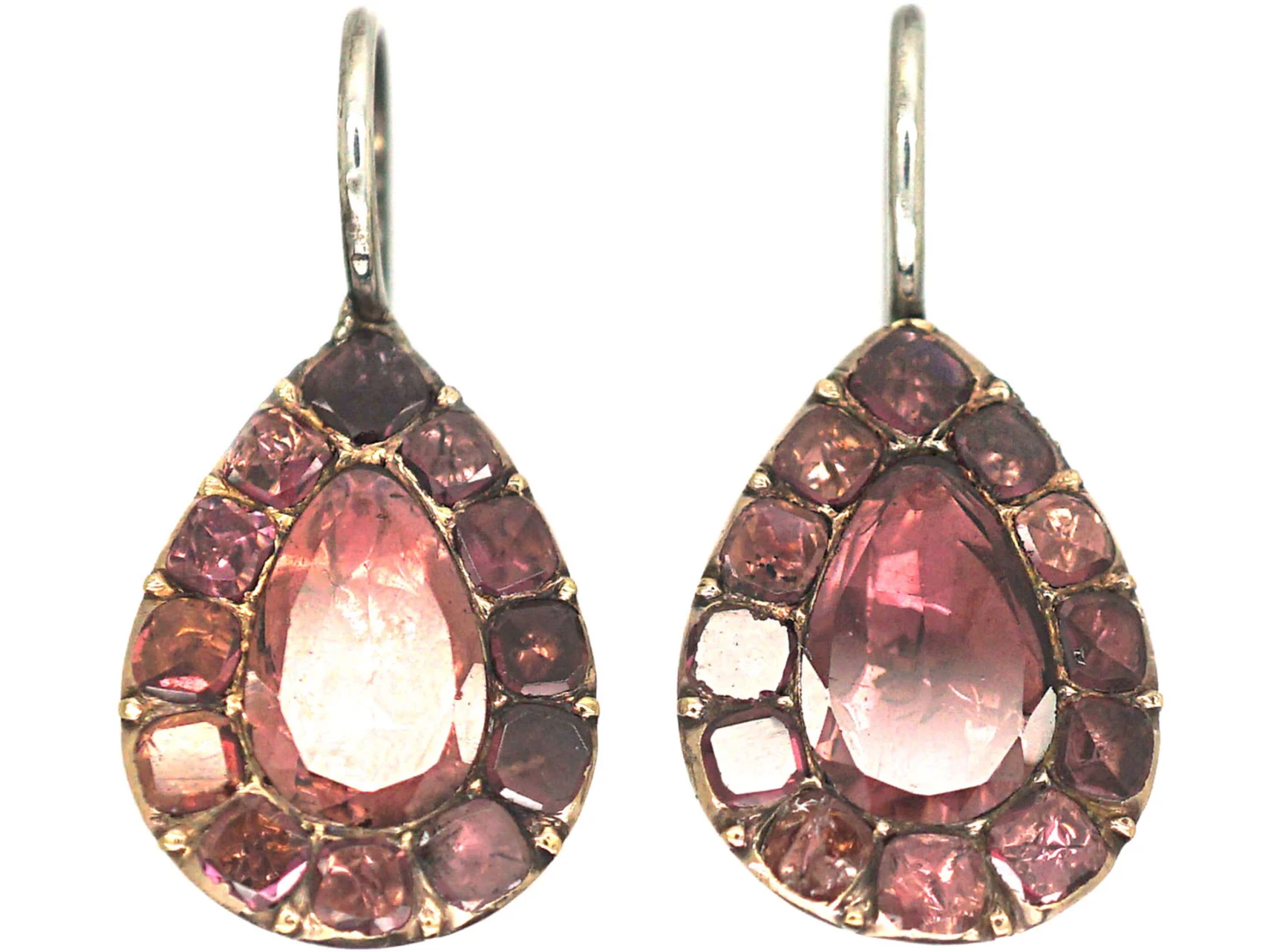 Georgian Silver & Almandine Garnet Pear Shaped Earrings 3 Georgian Silver & Almandine Garnet Pear Shaped Earrings