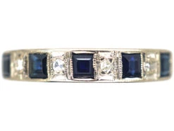 18ct Gold Sapphire & Diamond Half Eternity Ring