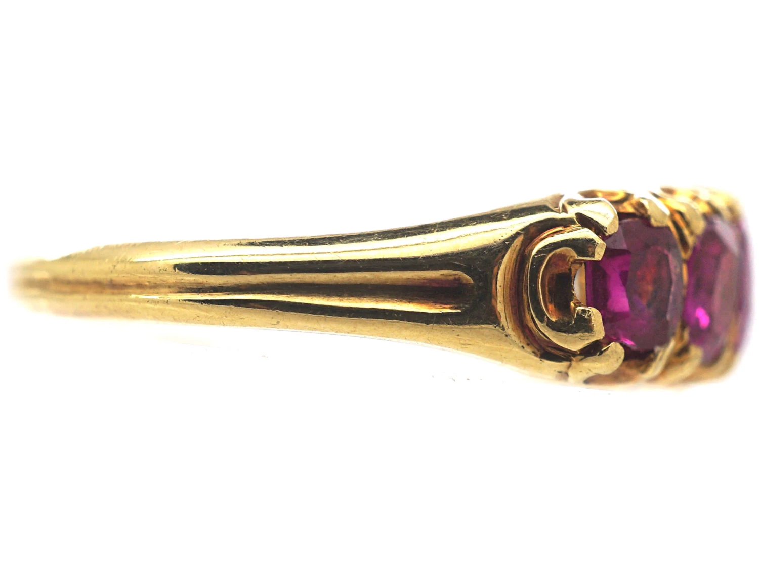 Victorian 18ct Gold & Pink Sapphire Five Stone Ring 8 Victorian 18ct Gold & Pink Sapphire Five Stone Ring - Image 6