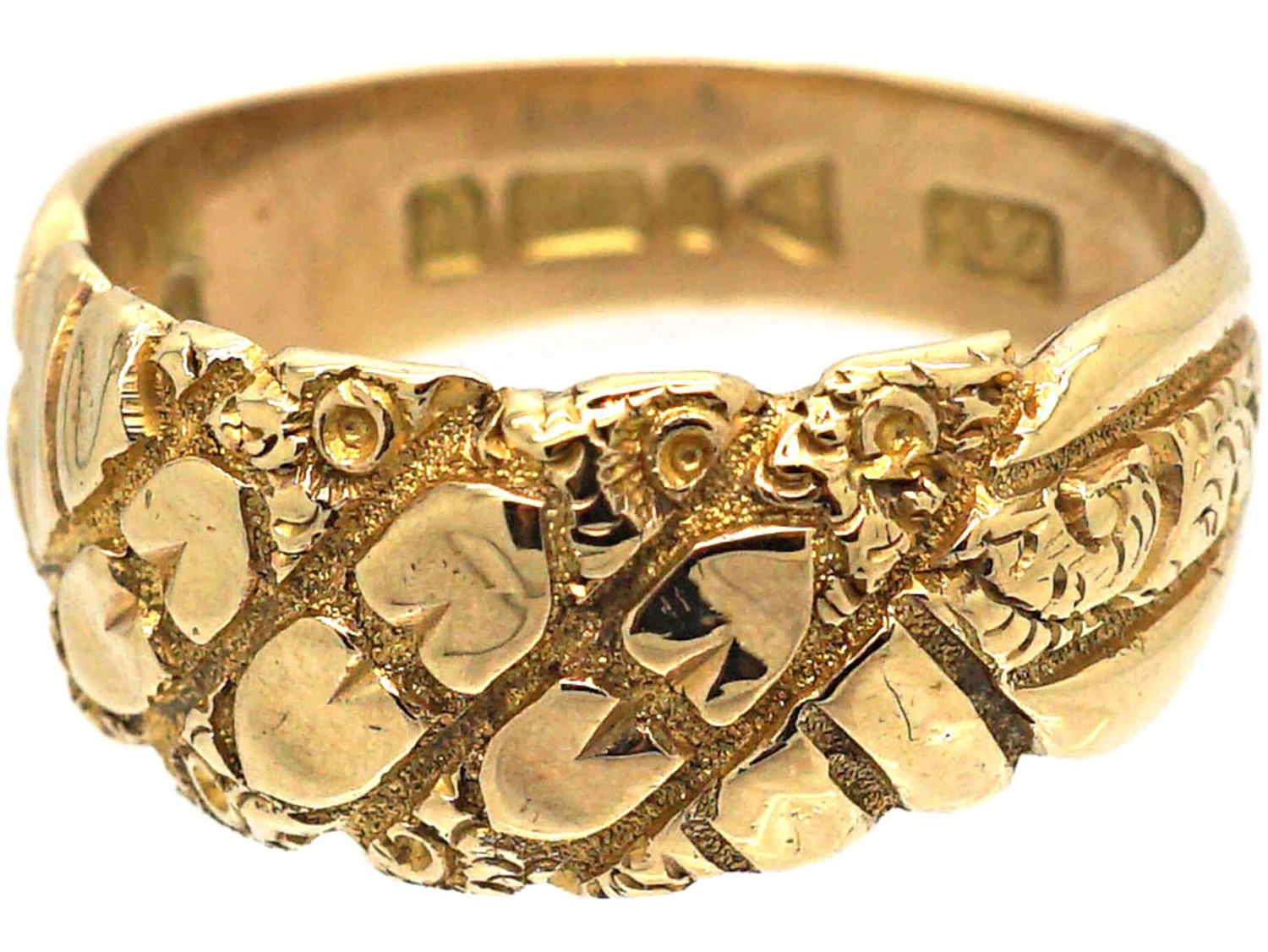 Edwardian 9ct Gold Keeper Ring With Hearts Motif 10 Edwardian 9ct Gold Keeper Ring With Hearts Motif - Image 8