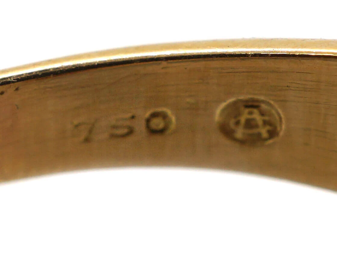 Art Deco 18ct Gold, Ruby & Diamond Geometric Ring 7 Art Deco 18ct Gold, Ruby & Diamond Geometric Ring - Image 5