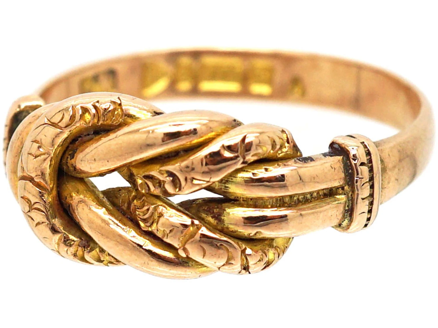 Edwardian 9ct Gold Knot Ring With Plain & Engraved Detail 9 Edwardian 9ct Gold Knot Ring With Plain & Engraved Detail - Image 7
