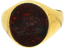 Victorian 18ct Gold Signet Ring Set With A Bloodstone With Dolphin Intaglio 15 Victorian 18ct Gold Signet Ring Set With A Bloodstone With Dolphin Intaglio -Antique Jewellery Company 5689bc6e dsc00701 scaled 1