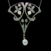 Art Nouveau Diamond Pearl Pendant 2 Art Nouveau Diamond Pearl Pendant -Antique Jewellery Company 56d