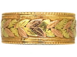 Victorian Three Colour 18ct Gold Wedding Ring With Laurel Leaf Motif