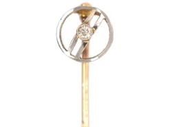 Art Deco 15ct Gold And Platinum Diamond Circle Tie Pin