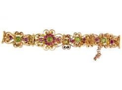 Peridot & Ruby 9ct Gold Edwardian Bracelet -Antique Jewellery Company 58a1361899938 926