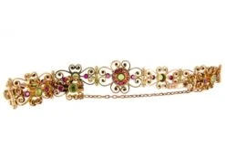 Peridot & Ruby 9ct Gold Edwardian Bracelet -Antique Jewellery Company 58b1361899950 149