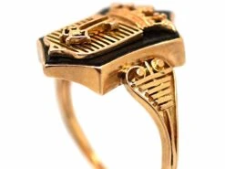 19th Century 18ct Gold & Onyx Ring With Coronet & Two Keys -Antique Jewellery Company 5923219d dsc00504 scaled 1