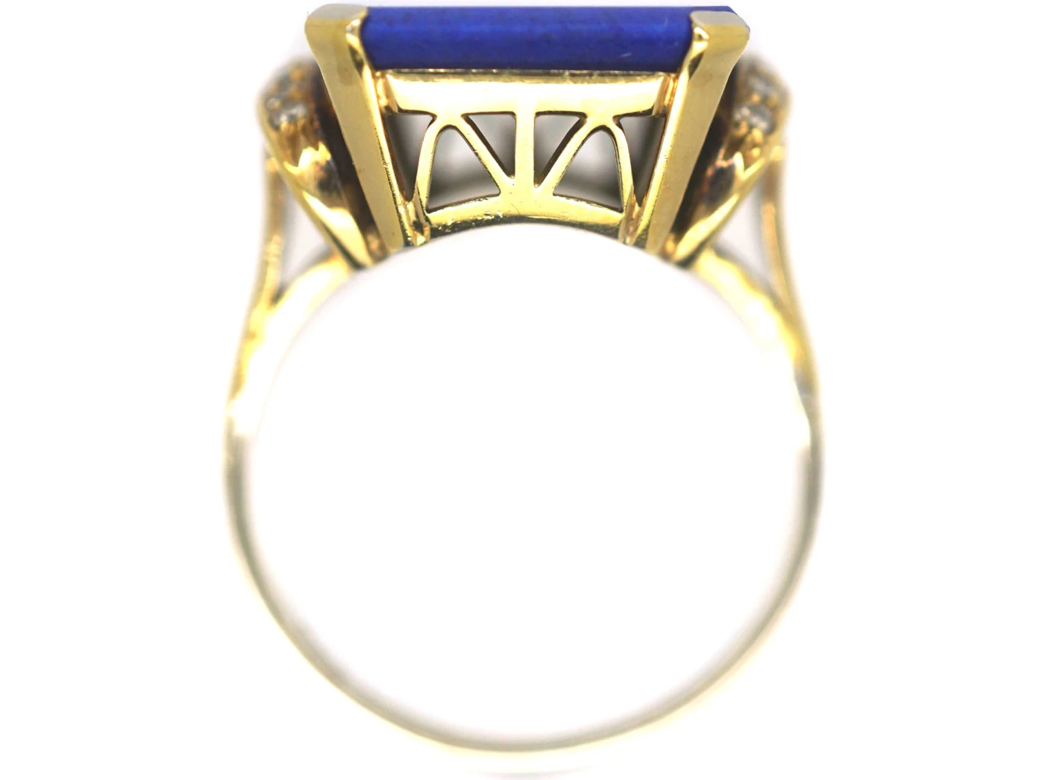 14ct Gold Lapis & Diamond Tablet Ring 6 14ct Gold Lapis & Diamond Tablet Ring - Image 4
