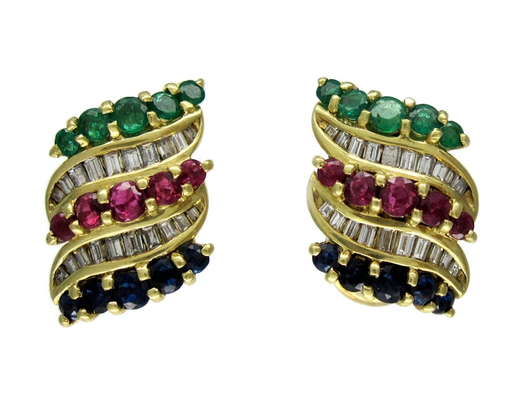 Multi Gemstone 18ct Earrings 3 Multi Gemstone 18ct Earrings