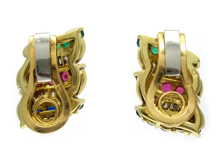 Multi Gemstone 18ct Earrings 4 Multi Gemstone 18ct Earrings - Image 2