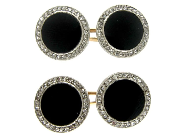 Onyx & Diamond Art Deco Cufflinks 3 Onyx & Diamond Art Deco Cufflinks