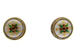 Silver Gilt & Enamel Round Earrings