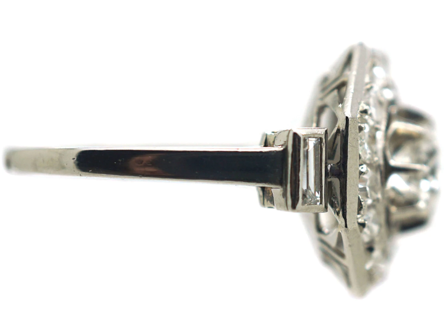 French Art Deco Platinum Octagonal Shaped Diamond Ring 7 French Art Deco Platinum Octagonal Shaped Diamond Ring - Image 5
