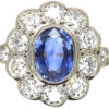 Art Deco 18ct White & Yellow Gold, Sapphire & Diamond Oval Cluster Ring 2 Art Deco 18ct White & Yellow Gold, Sapphire & Diamond Oval Cluster Ring -Antique Jewellery Company 5aaecfd5 dsc07950