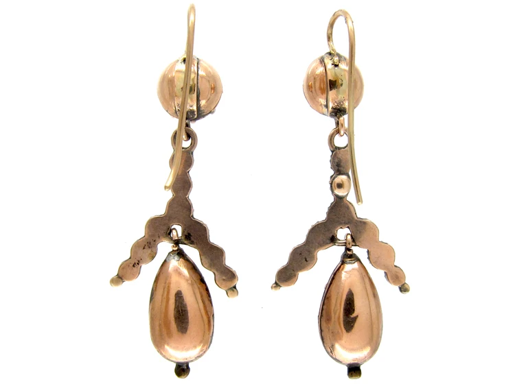 Georgian Green Paste & Pearl Gold Drop Earrings 6 Georgian Green Paste & Pearl Gold Drop Earrings - Image 4