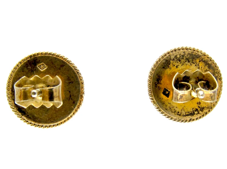 Silver Gilt & Enamel Round Earrings 4 Silver Gilt & Enamel Round Earrings - Image 2