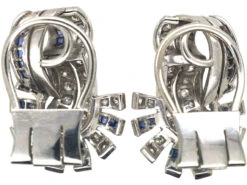 Art Deco 18ct White Gold, Sapphire & Diamond Clip On Earrings -Antique Jewellery Company 5b683c0b dsc07547 scaled 1