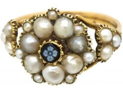 Regency 15ct Gold Natural Split Pearl & Carved Banded Onyx Forget Me Not Ring -Antique Jewellery Company 5b76ec14 dsc08162 scaled 1