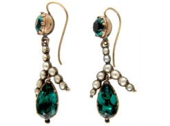 Georgian Green Paste & Pearl Gold Drop Earrings 9 Georgian Green Paste & Pearl Gold Drop Earrings -Antique Jewellery Company 5c1331222463 67