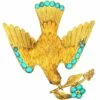 Regency 15ct Two Colour Gold Dove Brooch Set With Turquoise -Antique Jewellery Company 5c1365e1 antique gold turquoise dove brooch scaled 1