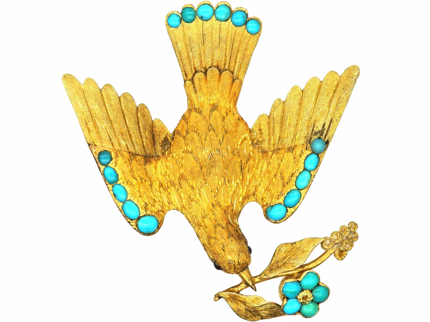 Regency 15ct Two Colour Gold Dove Brooch Set With Turquoise 3 Regency 15ct Two Colour Gold Dove Brooch Set With Turquoise