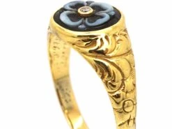 Early Victorian 18ct Gold Mourning Ring With Banded Sardonyx Of A Flower -Antique Jewellery Company 5c988b4b dsc00247 scaled 1