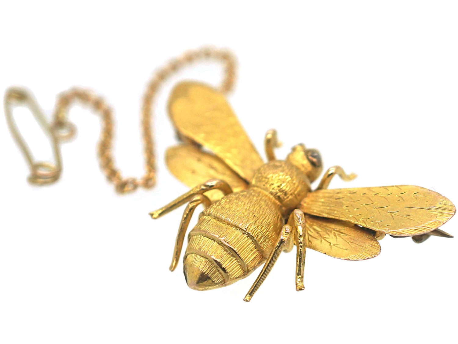 Victorian 15ct Gold Bee Brooch With Rose Diamond Eyes 4 Victorian 15ct Gold Bee Brooch With Rose Diamond Eyes - Image 2