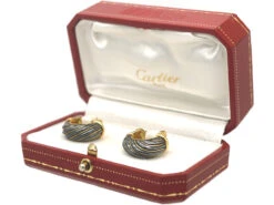 French 18ct Gold & Silverium Cartier Hoop Clip On Earrings In Original Cartier Case -Antique Jewellery Company 5ed221e9 dsc04112 scaled 1