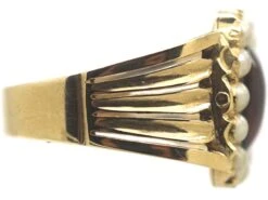 Georgian 18ct Gold, Cabochon Garnet & Natural Split Pearl Swivel Mourning Ring 14 Georgian 18ct Gold, Cabochon Garnet & Natural Split Pearl Swivel Mourning Ring -Antique Jewellery Company 5f9549ee dsc05266 scaled 1