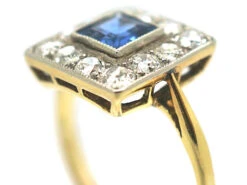 Art Deco 18ct Gold & Platinum Square Sapphire & Diamond Ring 11 Art Deco 18ct Gold & Platinum Square Sapphire & Diamond Ring -Antique Jewellery Company 5fcbe140 dsc00408 scaled 1