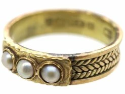 Victorian 9ct Gold Ring Set With Three Natural Split Pearls -Antique Jewellery Company 6021bfb0 dsc05693