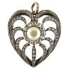 Diamond, Natural Pearl & Rock Crystal Edwardian Heart Pendant 2 Diamond, Natural Pearl & Rock Crystal Edwardian Heart Pendant -Antique Jewellery Company 60a 1