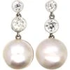 Art Deco 18ct White Gold Mabe Pearl & Diamond Drop Earrings -Antique Jewellery Company 6380d934 dsc05762