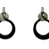 Onyx & Diamond Drop Hoop Earrings 1 Onyx & Diamond Drop Hoop Earrings -Antique Jewellery Company 63a